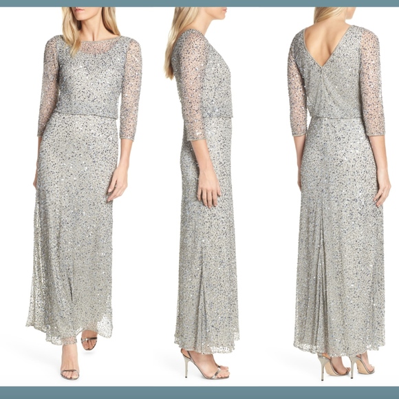 NWT‎ Pisarro Nights Bead Embellished Blouson Gown - Picture 1 of 8